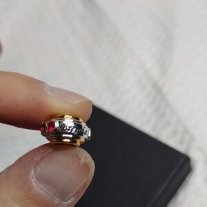 Gold and Silver Women's Jewelry Charm With Pink Stones And Brenda Engraved